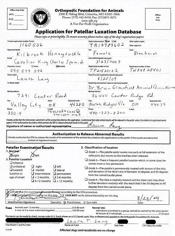 ofa patellar luxation application
